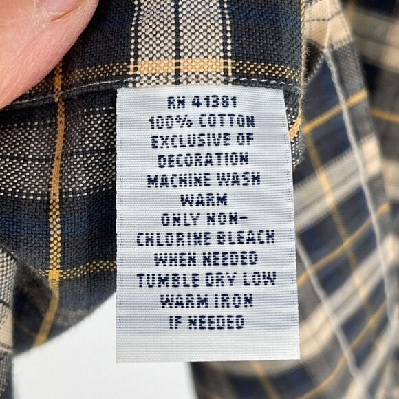 Ralph Lauren Blue Label Men's Tan Navy Plaid Cotton Button Down Casual Shirt XL - Picture 4 of 4